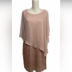 NWT Connected Nude Lace Sleeveless Cape Dress